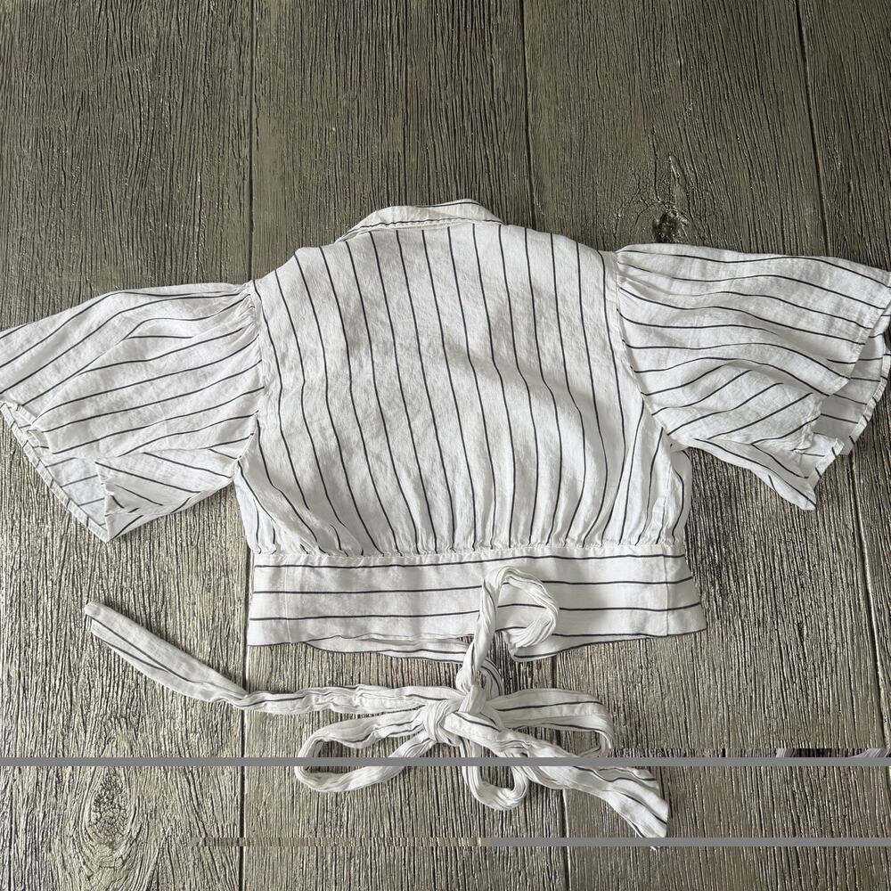 Free People Women's Crop Top Striped Wrap Blouse Size XS - Picture 6 of 6